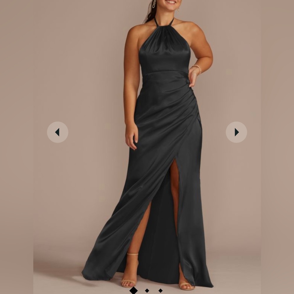 Davids Bridal black bridesmaids dress. Halter top style, black, size 4.